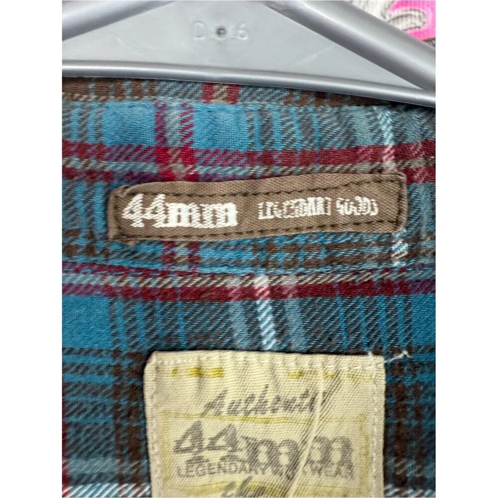 Shirt button up collared Mens Plaid Flannel Shirt - Brown & Blue red 44mm